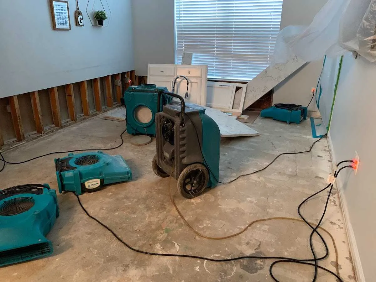 Dehumidifier in flood-cut room for Water Damage Restoration in Bellefonte